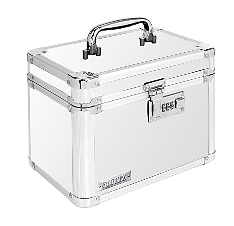 IdeaStream Vaultz Small Locking Storage Box 7 H x 7 W x 7 D White - Office  Depot