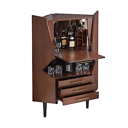 SEI Furniture Larson Bar Cabinet 49 H x 35 W x 25 D Dark Tobacco