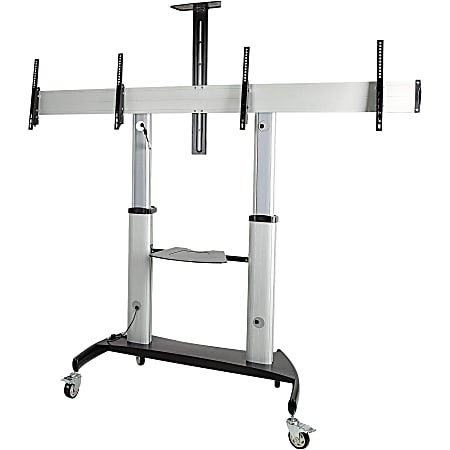 StarTech.com Dual TV Cart, 60in VESA TVs up to 50kg/110lb each, Adjustable Mobile Display Mount/Cart, Rolling TV Cart on Wheels - STNDMTVDUO