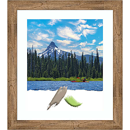 Amanti Art Rectangular Narrow Wood Picture Frame, 24” x 28" With Mat, Owl Brown