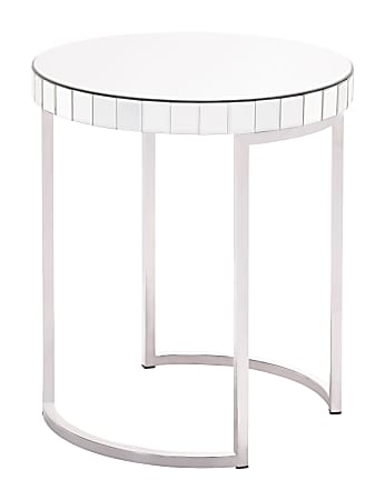 Zuo Modern Mirrored Circular End Table, Chrome
