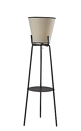 Adesso Zeek 1-Shelf Floor Lamp, 63”H, Cream Shade/Black Base