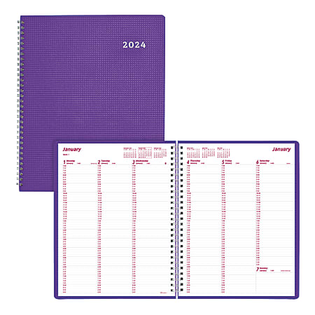 Brownline 2024 DuraFlex Weekly Planner - Purple Twin-Wire Appointment Book, 11x8.5 Inches, Jan-Dec 2024 - View #5