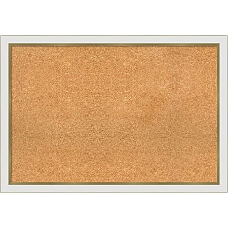 Amanti Art Cork Bulletin Board, 39" x 27", Natural, Eva White Gold Polystyrene Frame