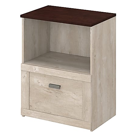 Bush Business Furniture Townhill 23-1/2"W Lateral 2-Drawer File Cabinet, Washed Gray/Madison Cherry, Standard Delivery