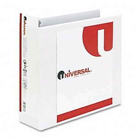 Universal Economy D-Ring Vinyl View Binder - Letter - 8.5" x 11" - 3" Capacity - 1 Each - White