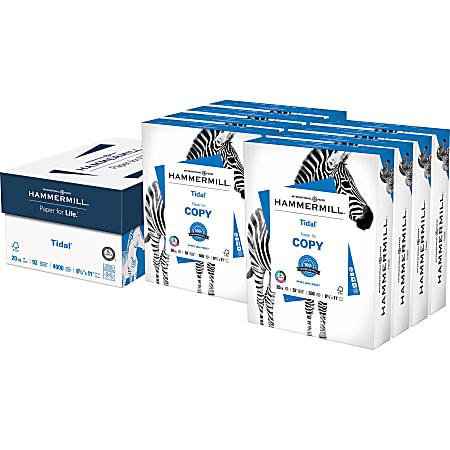International Paper Tidal Printer & Copy Paper, 8 Reams, White, Letter (8.5" x 11"), 4000 Sheets Per Case, 20 Lb, 92  Brightness