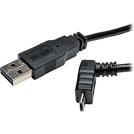 Tripp Lite 6ft USB 2.0 High Speed Cable Reversible A to Up Angle 5Pin Micro B M/M - USB for PDA, Camera, Cellular Phone - 6 ft - 1 x Type A Male USB - 1 x Type B Male Micro USB - Black"