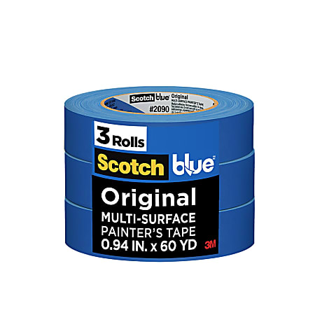 ScotchBlue Original Painter's Tape, 0.94 in x 60 yd, 3" Core, Blue, 3 rolls/pack