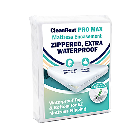 CleanRest PRO Max Mattress Encasements, Queen, 80”L x 60”W x 15”D, White, Case Of 3 Encasements