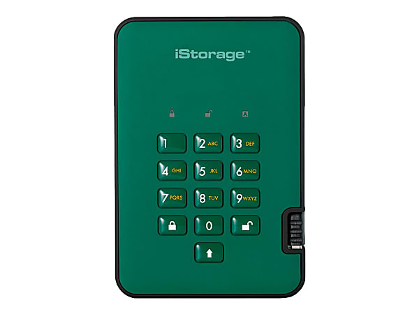 iStorage diskAshur² - Hard drive - encrypted - 500 GB - external (portable) - USB 3.1 Gen 1 - 5400 rpm - buffer: 8 MB - 256-bit AES, FIPS 197 - racing green - TAA Compliant