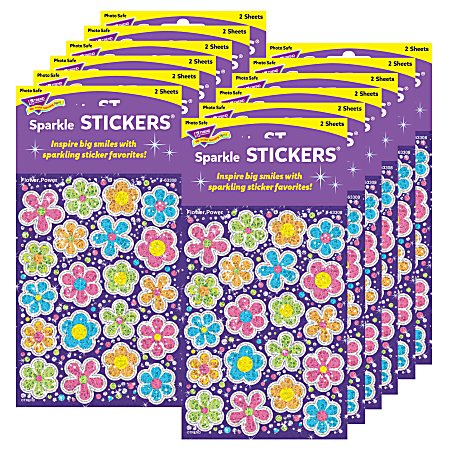 Trend Sparkle Stickers, Flower Power, 40 Stickers Per