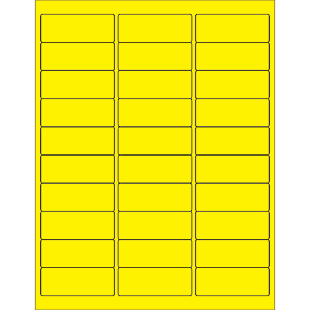 Tape Logic® Permanent Labels, LL173YE, Rectangle, 2 5/8" x 1", Fluorescent Yellow, Case Of 3,000
