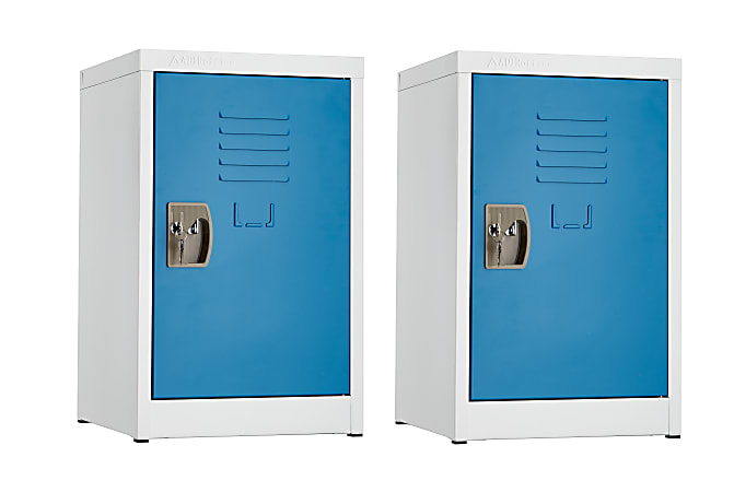 Alpine AdriOffice 1-Tier Steel Lockers, 24”H x 15”W x 15”D, Blue, Set Of 2 Lockers
