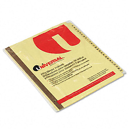 Universal 20812 Index Divider - Printed A-Z - 8.5" x 11" - 25 / Set - Buff Divider - Clear Tab