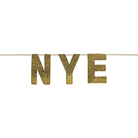 Amscan 120709 New Year's NYE Oversized Sequin Banner, 15" x 144", Gold