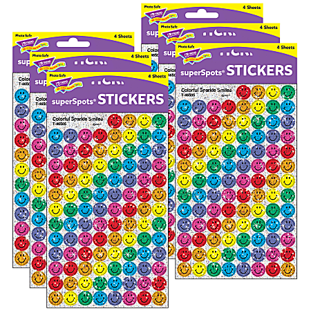 TREND SuperSpots Stickers, Colorful Smiles, 400 Stickers Per Pack, Set Of 6 Packs