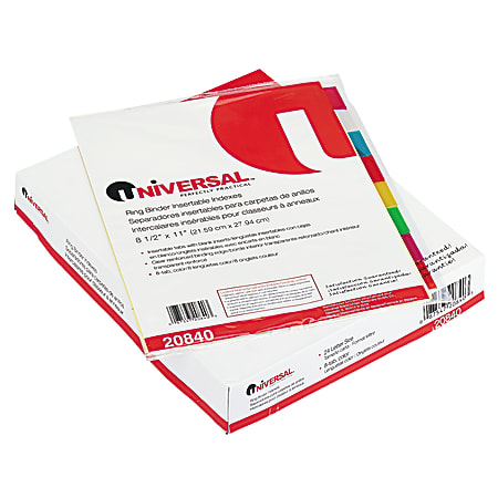 Innovera Economical Insertable 8-Tab Index Dividers, Assorted/Buff, Pack Of 24