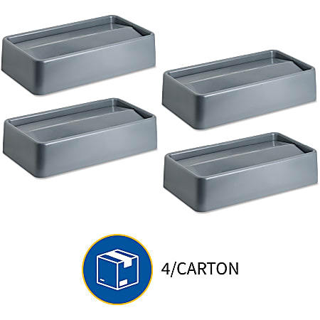 Genuine Joe Space-saving Container Swing Lid - Rectangular - 4 / Carton - Gray Genuine Joe Space-saving Container Swing Lid - Rectangular - 4 / Carton - Gray