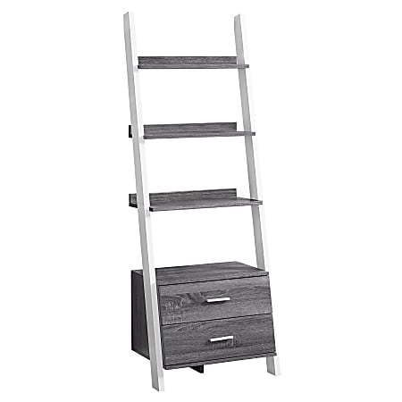 Monarch Specialties 4-Shelf Ladder Bookcase, Gray/White