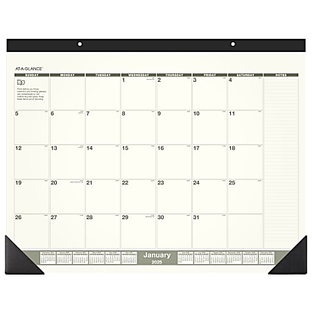 2025 AT-A-GLANCE® Recycled Monthly Desk Pad, 22" x 17", Traditional, January 2025 To December 2025, SK32G00