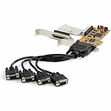 StarTech.com 8-Port PCI Express RS232 Serial Adapter Card -PCIe to Serial DB9 Controller 16C1050 UART - Low Profile - 15kV ESD - Win/Linux - 2xDB44 to DB9 cables w/Hex nuts - Win/Linux - Low Profile)