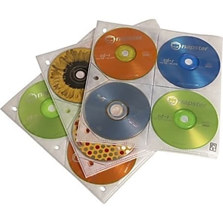 Case Logic® Double-Sided CD Storage Sleeves, 200-Disc Capacity, White/Clear, Pack Of 25