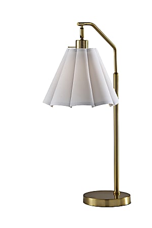 Adesso Lyra Table Lamp, Antique Brass/White Fabric Shade
