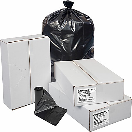 Everyday Genuine Joe Low-Density Can Liners - 45 gal Capacity - 40" Width x 46" Length x 1.10 mil (28 Micron) Thickness - Low Density - Black - Resin - Office Waste, Receptacle - Recycled - 100 / Carton