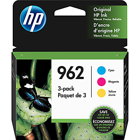 HP 962 Cyan, Magenta, Yellow Ink Cartridges, Pack Of 3, 3YP00AN