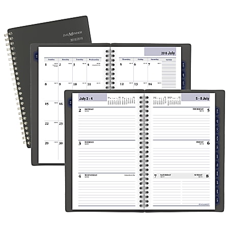 AT-A-GLANCE® DayMinder® Academic Weekly/Monthly Planner, 4 7/8" x 8", 30% Recycled, Charcoal, July 2018 to June 2019
