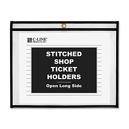 C-Line Shop Ticket Holder - 12" x 9" - Rectangular - Vinyl - 25 / Box - Clear"