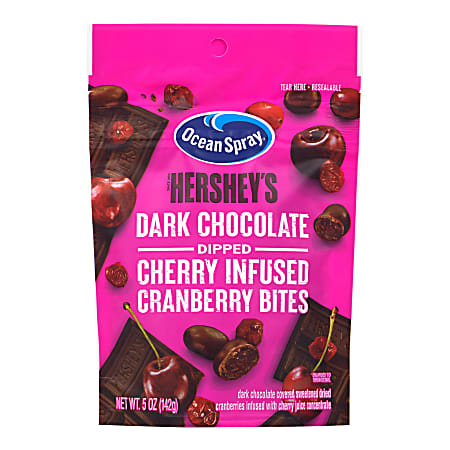 Ocean Spray/Hershey's Dark Chocolate Dipped Cherry-Infused Cranberry Bites, 5.0 Oz, Pack Of 12 Bites