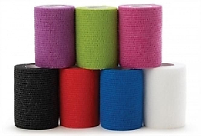 Medline Caring Non-Sterile Self-Adherent Elastic Wraps, 3" x 5 Yd., Assorted Colors, Pack Of 24