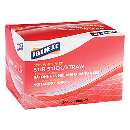 Genuine Joe 5-1/2" Plastic Stir Stick/Straws - 5.50" Length - Plastic - 40000 / Carton - White