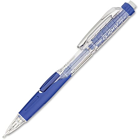 Pentel® Twist-Erase Click Mechanical Pencil, #2 Lead, Medium Point, 0.7 mm, Transparent, Blue Barrel