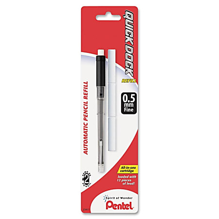 Pentel Quick Dock Mechanical Pencil Refill - 0.5 mm - Fine Point - HB - Black - 1 / Pack