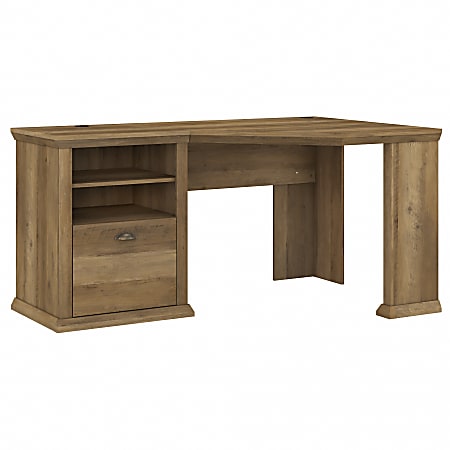 Bush Business Furniture Yorktown 60"W Corner Desk With Storage, Reclaimed Pine, Standard Delivery