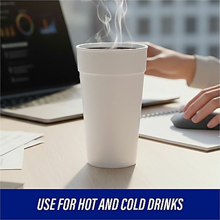 Genuine Joe 24 oz Foam Cups 24 fl oz White Styrofoam Hot Drink Cold Drink  300 Carton - Office Depot