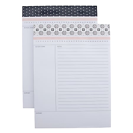 See Jane Work® Planner Pads For Padfolio/Portfolio, 8-1/2" x 11-3/4", White, Pack Of 2 Pads