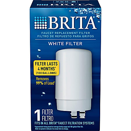 Brita On Tap Water Filtration System Replacement Filters For Faucets - 100 gal Filter Life - Blue, White - 1 Each