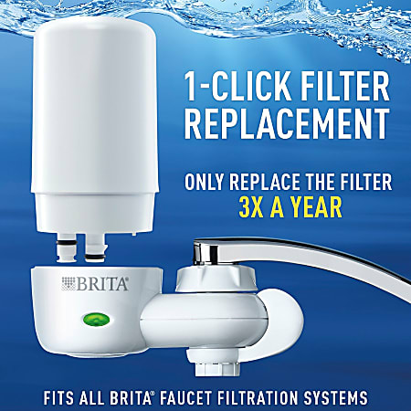 Brita On Tap Water Filtration System Replacement Filters For Faucets - 100 gal Filter Life - Blue, White - 1 Each