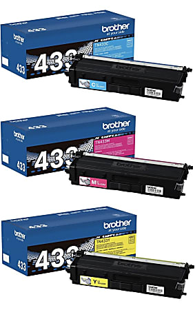 Brother® TN433 Cyan; Magenta; Yellow High Yield Toner Cartridges, Pack Of 3, TN433CMY-OD