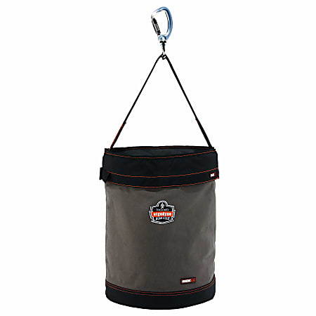 Ergodyne Arsenal® 5945T Swiveling Carabiner Canvas Hoist Bucket With Top, 20" x 16", Gray