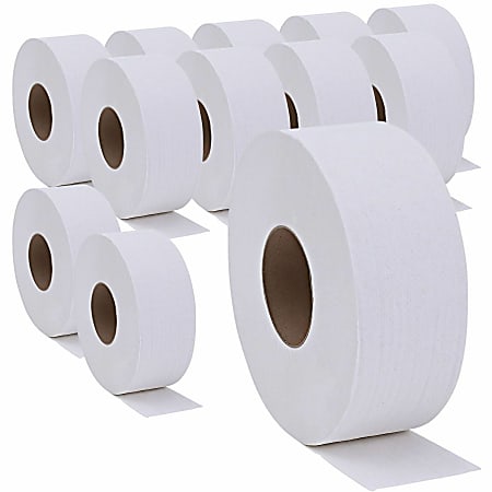 Genuine Joe 2-ply Jumbo Roll Dispenser Bath Tissue - 2 Ply - 3.30" Width x 650 ft Length - 3 19/64" Core - White - 12 / Carton