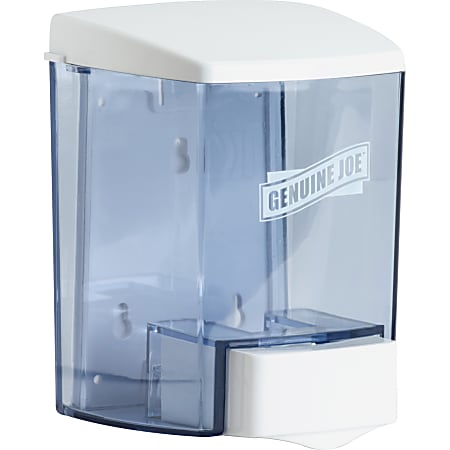 Genuine Joe 30 oz Soap Dispenser - Manual - 30 fl oz Capacity - See-through Tank, Water Resistant, Soft Push - 1Each