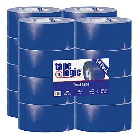 Tape Logic® Color Duct Tape, 3" Core, 3" x 180', Blue, Case Of 16