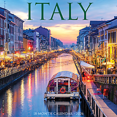 2026 Willow Creek Press Scenic Monthly Wall Calendar, 12" x 12", Italy, January To December, 51603
