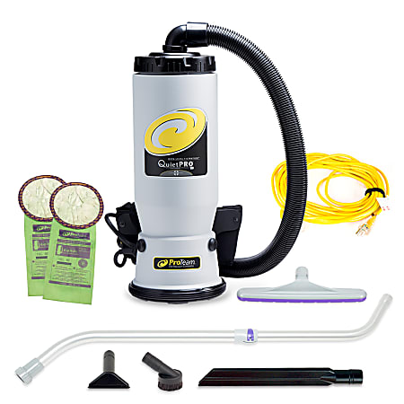 ProTeam QuietPro BP 6 Qt Commercial Backpack Vacuum Cleaner With Xover Multi-Surface Telescoping Wand Tool Kit