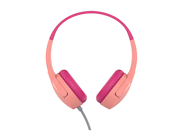 Belkin SoundForm Mini Wired On-Ear Headphones for Kids - Stereo - Mini-phone (3.5mm) - Wired - On-ear, Over-the-head - Binaural - Ear-cup - 4 ft Cable - Pink
